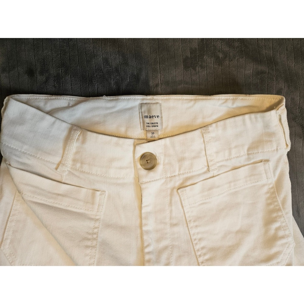 Maeve The Colette Full Length Wide Leg Pants White Denim 30